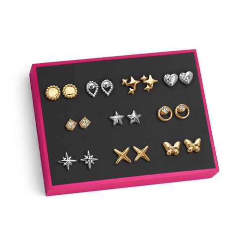 Set de aretes para mujer x10 Glitter Gold